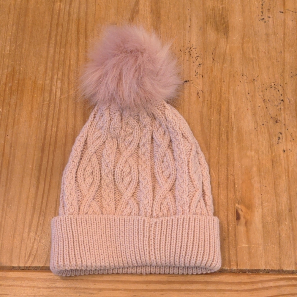 NWOT BAM One Size Women's Champagne Colored PomPom Knit Beanie